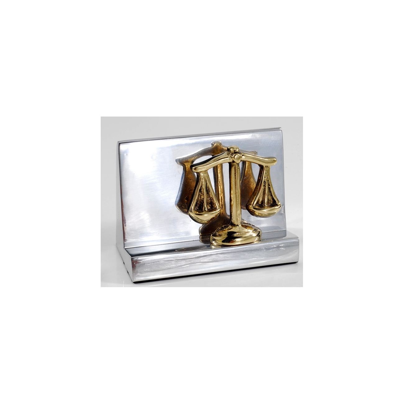 Business Card Holder Handmade Solid Aluminum & Brass Metal Desk